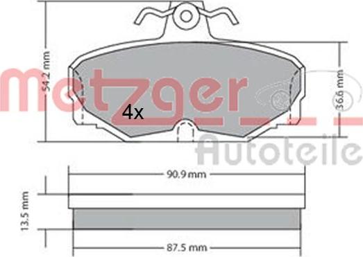 Metzger 1170570 - Гальмівні колодки, дискові гальма autozip.com.ua