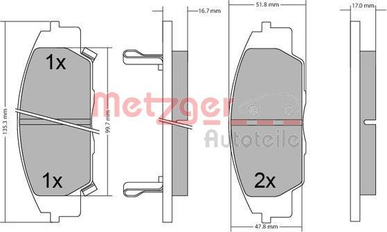 Metzger 1170649 - Гальмівні колодки, дискові гальма autozip.com.ua