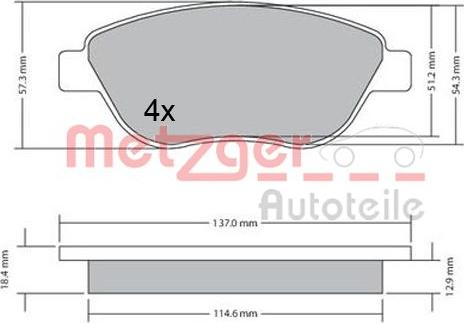 Metzger 1170651 - Гальмівні колодки, дискові гальма autozip.com.ua