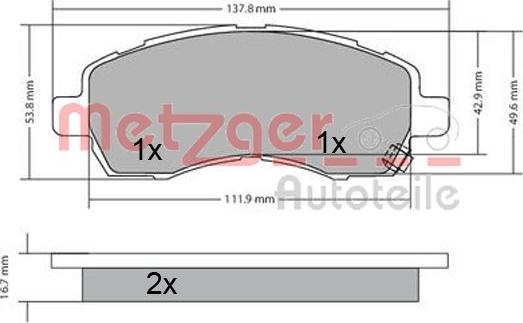 Metzger 1170607 - Гальмівні колодки, дискові гальма autozip.com.ua