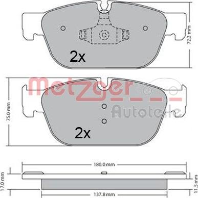 Metzger 1170619 - Гальмівні колодки, дискові гальма autozip.com.ua