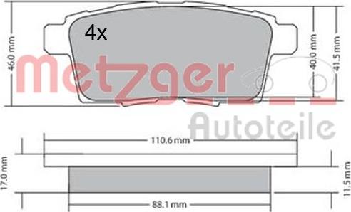 Metzger 1170686 - Гальмівні колодки, дискові гальма autozip.com.ua