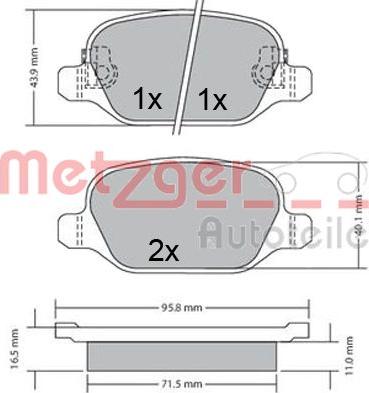 Metzger 1170680 - Гальмівні колодки, дискові гальма autozip.com.ua