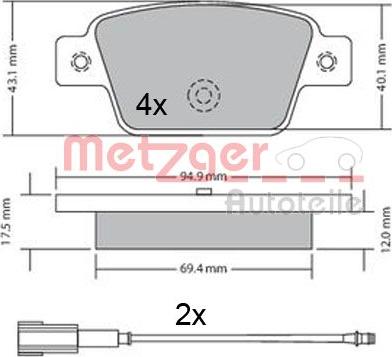 Metzger 1170682 - Гальмівні колодки, дискові гальма autozip.com.ua