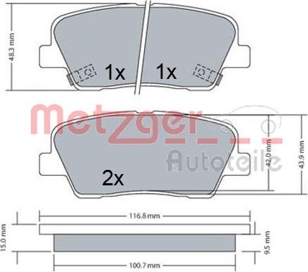 Metzger 1170687 - Гальмівні колодки, дискові гальма autozip.com.ua