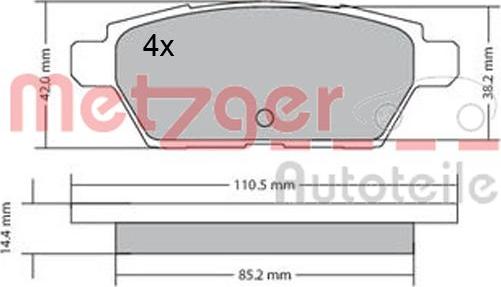 Metzger 1170637 - Гальмівні колодки, дискові гальма autozip.com.ua