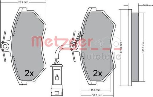 Metzger 1170623 - Гальмівні колодки, дискові гальма autozip.com.ua