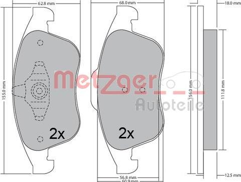 Metzger 1170672 - Гальмівні колодки, дискові гальма autozip.com.ua