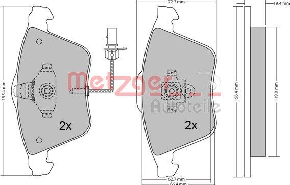 Metzger 1170099 - Гальмівні колодки, дискові гальма autozip.com.ua