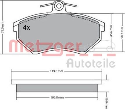 Metzger 1170095 - Гальмівні колодки, дискові гальма autozip.com.ua