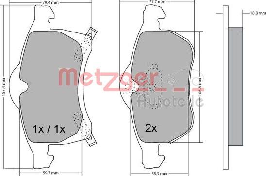 Metzger 1170091 - Гальмівні колодки, дискові гальма autozip.com.ua