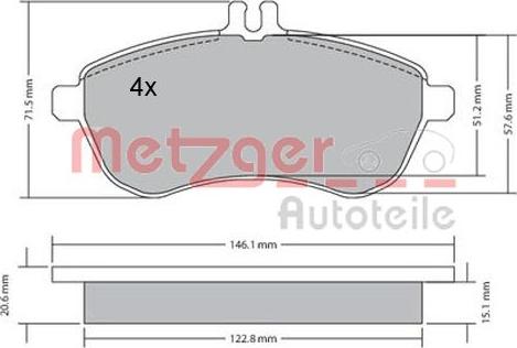 Metzger 1170046 - Гальмівні колодки, дискові гальма autozip.com.ua
