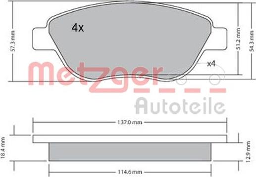 Metzger 1170048 - Гальмівні колодки, дискові гальма autozip.com.ua