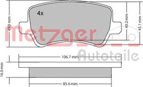Metzger 1170056 - Гальмівні колодки, дискові гальма autozip.com.ua