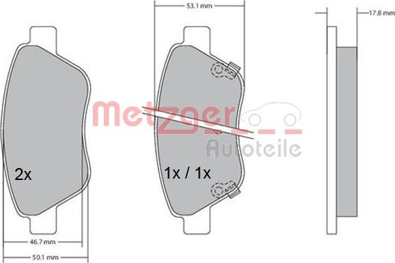 Metzger 1170057 - Гальмівні колодки, дискові гальма autozip.com.ua