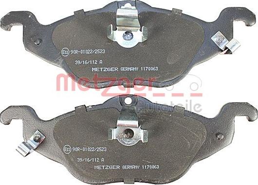 Metzger 1170063 - Гальмівні колодки, дискові гальма autozip.com.ua