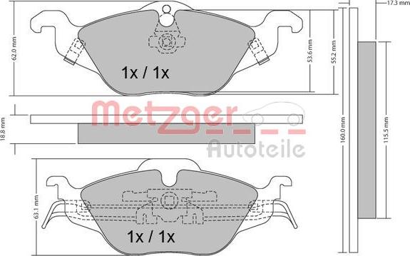 Metzger 1170063 - Гальмівні колодки, дискові гальма autozip.com.ua