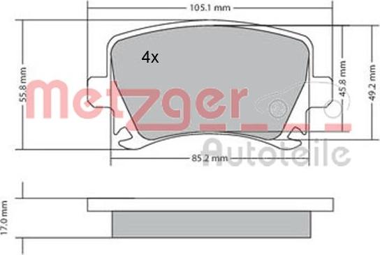 Metzger 1170005 - Гальмівні колодки, дискові гальма autozip.com.ua