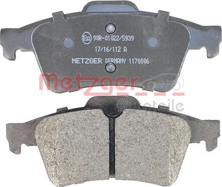 Metzger 1170006 - Гальмівні колодки, дискові гальма autozip.com.ua