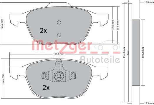 Metzger 1170008 - Гальмівні колодки, дискові гальма autozip.com.ua