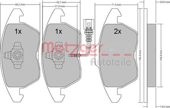 Metzger 1170007 - Гальмівні колодки, дискові гальма autozip.com.ua