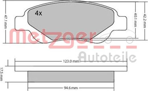 Metzger 1170089 - Гальмівні колодки, дискові гальма autozip.com.ua