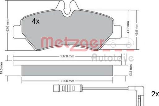 Metzger 1170037 - Гальмівні колодки, дискові гальма autozip.com.ua