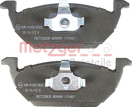 Metzger 1170027 - Гальмівні колодки, дискові гальма autozip.com.ua