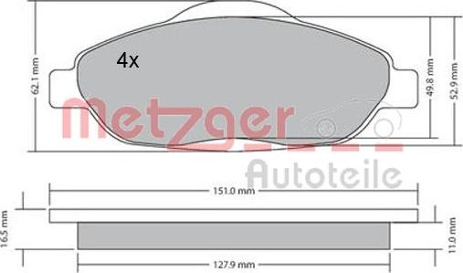 Metzger 1170194 - Гальмівні колодки, дискові гальма autozip.com.ua