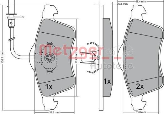 Metzger 1170196 - Гальмівні колодки, дискові гальма autozip.com.ua