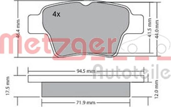 Metzger 1170198 - Гальмівні колодки, дискові гальма autozip.com.ua