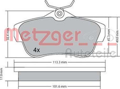 Metzger 1170192 - Гальмівні колодки, дискові гальма autozip.com.ua