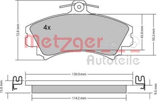 Metzger 1170143 - Гальмівні колодки, дискові гальма autozip.com.ua