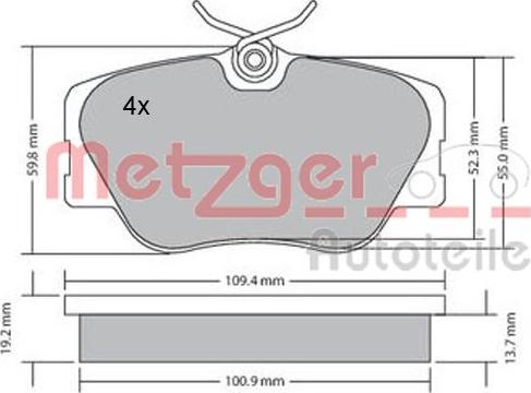 Metzger 1170151 - Гальмівні колодки, дискові гальма autozip.com.ua