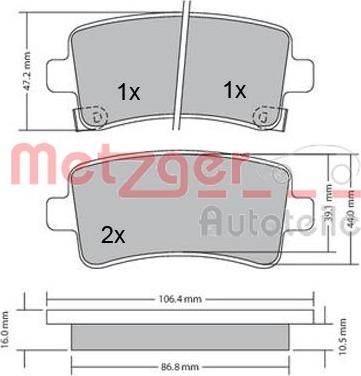 Metzger 1170152 - Гальмівні колодки, дискові гальма autozip.com.ua