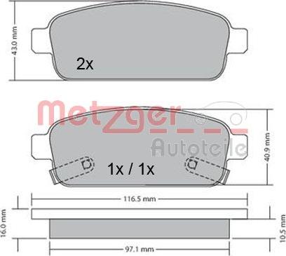 Metzger 1170164 - Гальмівні колодки, дискові гальма autozip.com.ua
