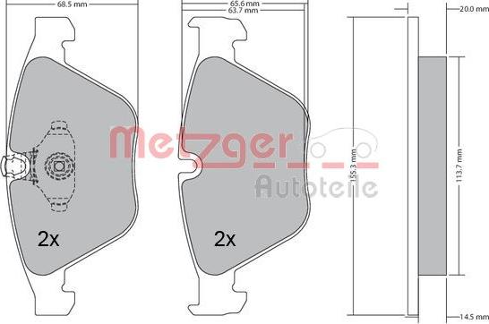 Metzger 1170168 - Гальмівні колодки, дискові гальма autozip.com.ua