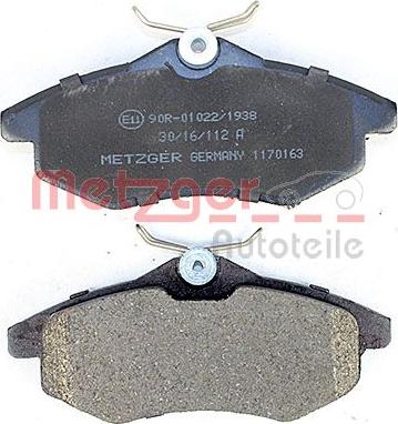 Metzger 1170163 - Гальмівні колодки, дискові гальма autozip.com.ua