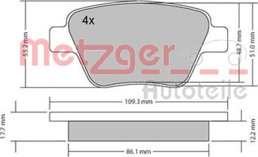Metzger 1170106 - Гальмівні колодки, дискові гальма autozip.com.ua