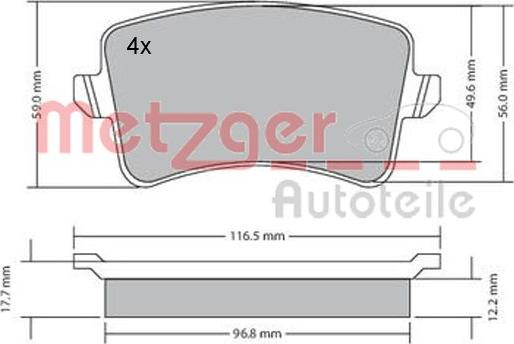 Metzger 1170113 - Гальмівні колодки, дискові гальма autozip.com.ua