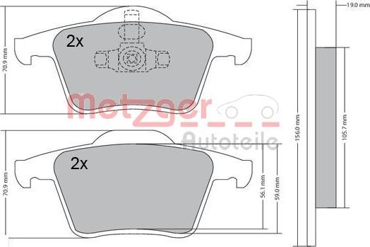 Metzger 1170180 - Гальмівні колодки, дискові гальма autozip.com.ua