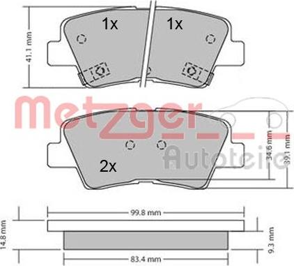 Metzger 1170134 - Гальмівні колодки, дискові гальма autozip.com.ua
