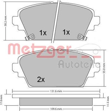 Metzger 1170124 - Гальмівні колодки, дискові гальма autozip.com.ua