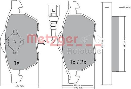 Metzger 1170122 - Гальмівні колодки, дискові гальма autozip.com.ua