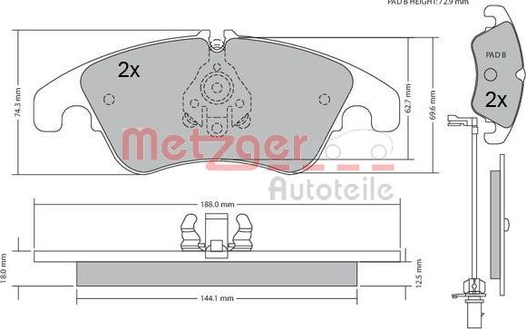 Metzger 1170127 - Гальмівні колодки, дискові гальма autozip.com.ua