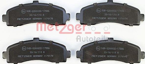 Metzger 1170178 - Гальмівні колодки, дискові гальма autozip.com.ua