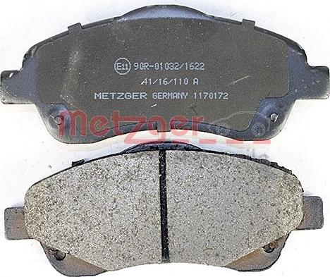 Metzger 1170172 - Гальмівні колодки, дискові гальма autozip.com.ua