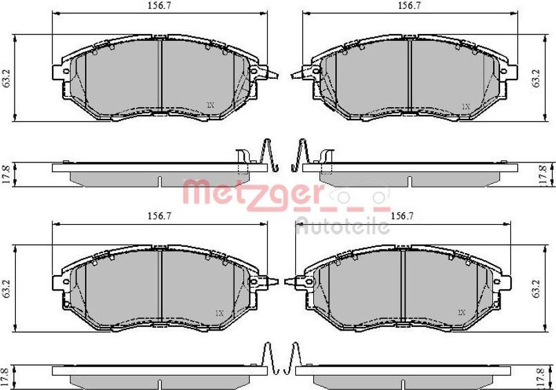 Metzger 1170841 - Гальмівні колодки, дискові гальма autozip.com.ua