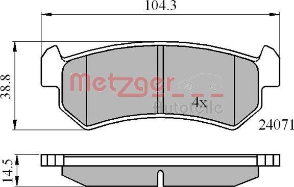 Metzger 1170869 - Гальмівні колодки, дискові гальма autozip.com.ua
