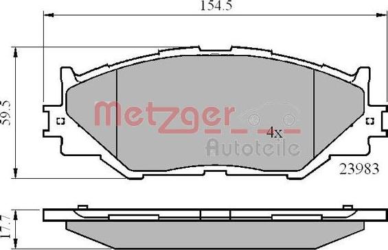 Metzger 1170867 - Гальмівні колодки, дискові гальма autozip.com.ua